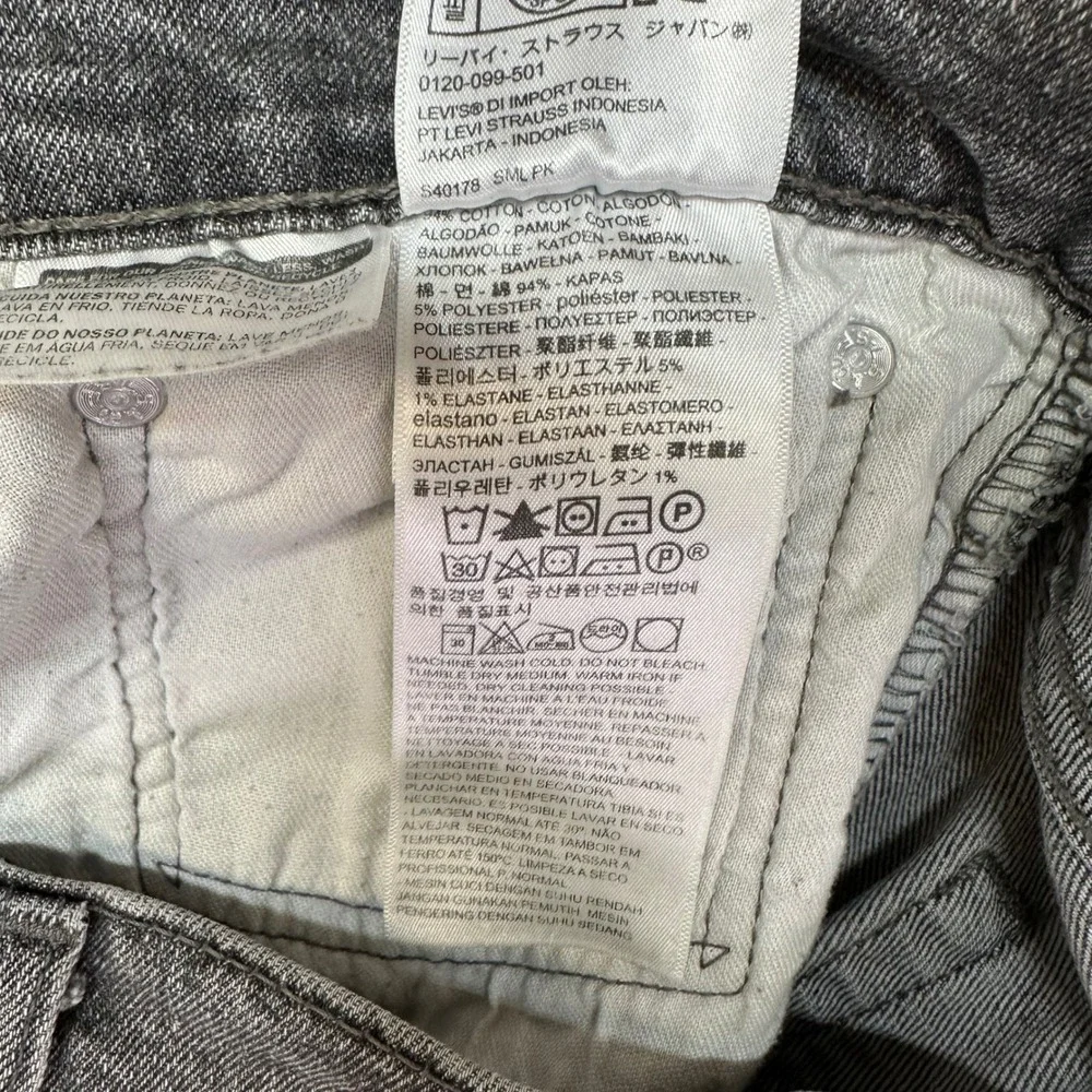 Levi's 511 Slim‎ Fit Jeans Men's Size 38x30 Gray Stretch Denim Pants